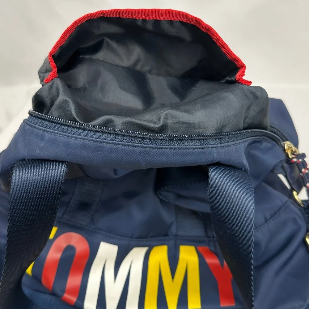 Tommy‎ Hilfiger Nylon Crossbody Tote Bag Navy Blue Large Logo Shoulder Handbag